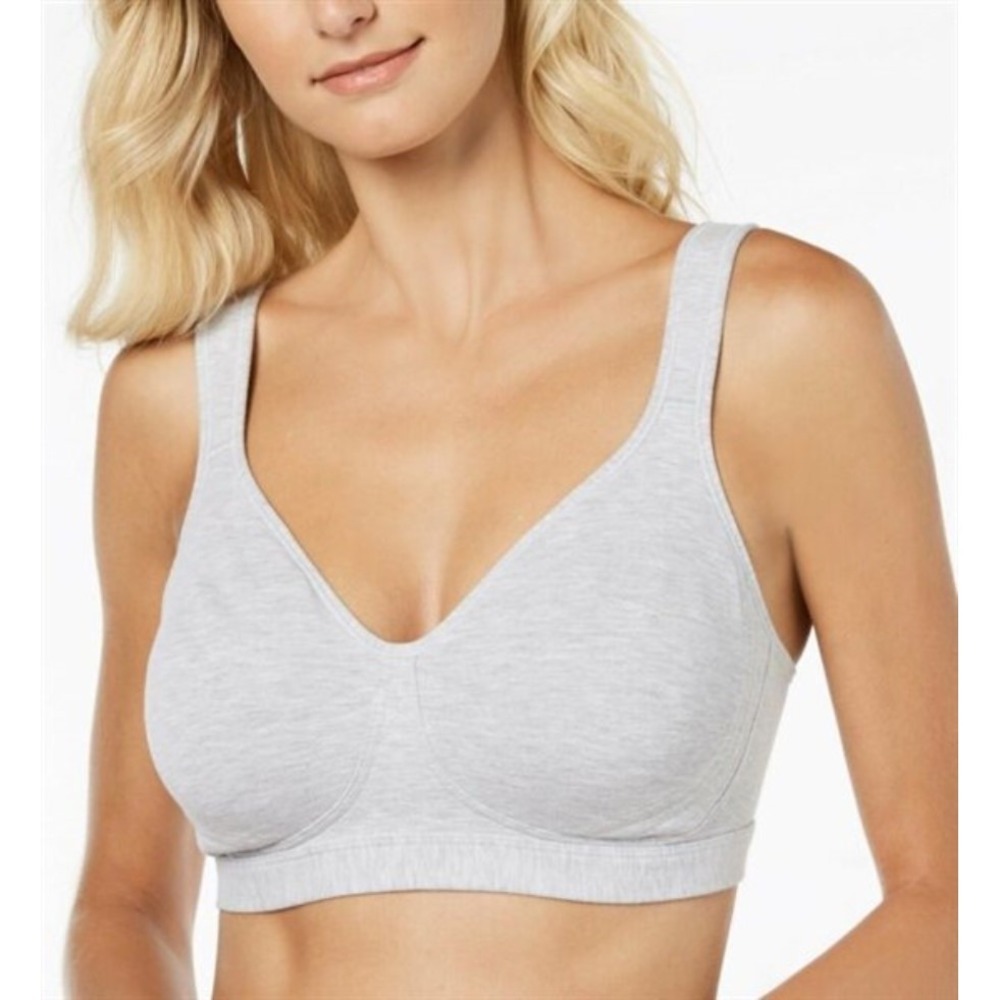 NWOT Playtex 18 Hour 44DD Lift & Support Wire-Free Cotton Bra 474C Gray 120884